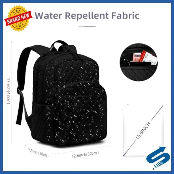 Quilted Casual Daypack Waterproof Laptop Backpack College Bookbag Chic - Picture 3 of 7